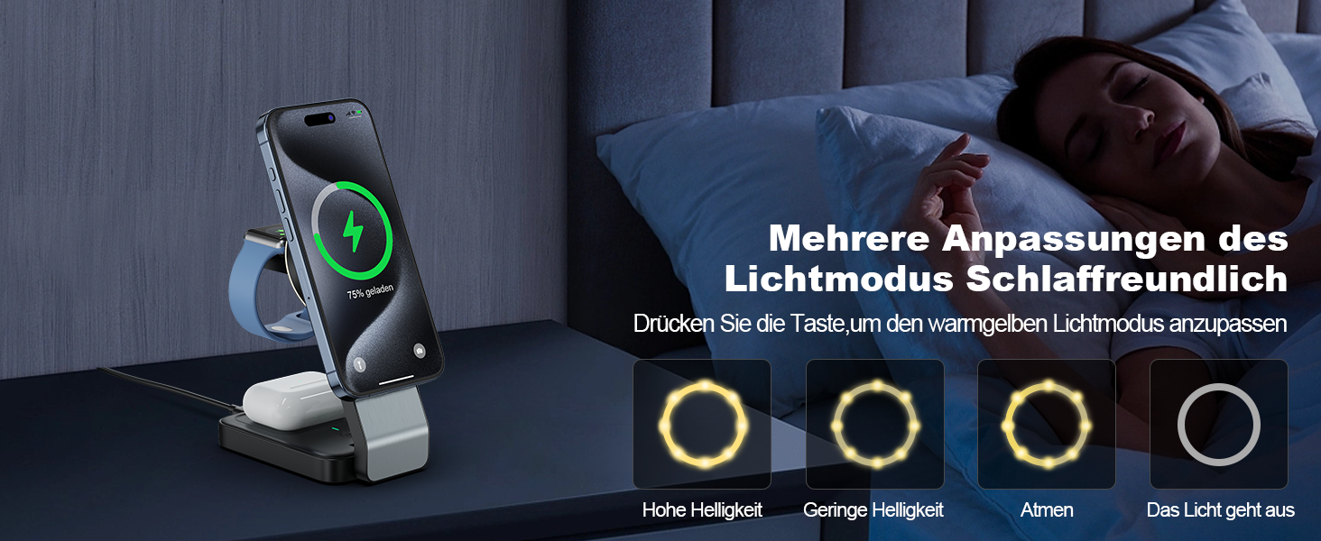 3-в-1 Станція Бездротової Зарядки: iPhone, Apple Watch, AirPods (Біла/Чорна)