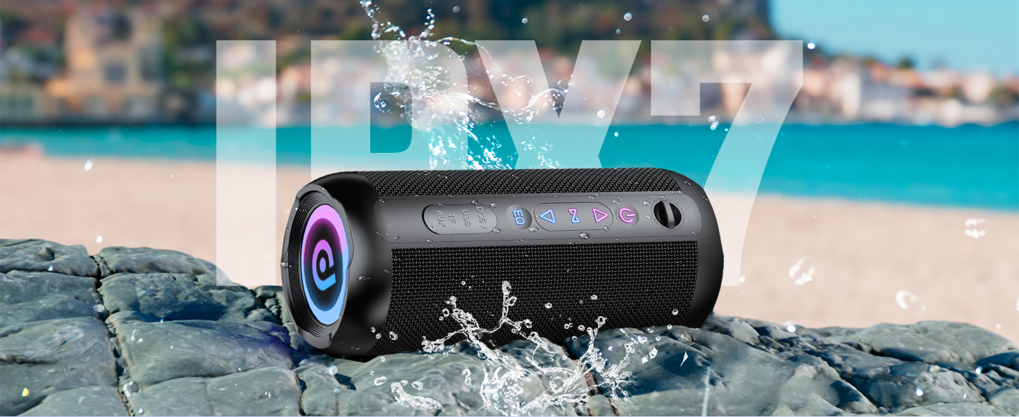 Портативна Bluetooth колонка з підсвічуванням, 30W, водонепроникна IPX7, подвійний бас, акумулятор 3000mAh, RGB, TWS, AUX, TF картка, для відпочинку на природі, вечірок та подорожей