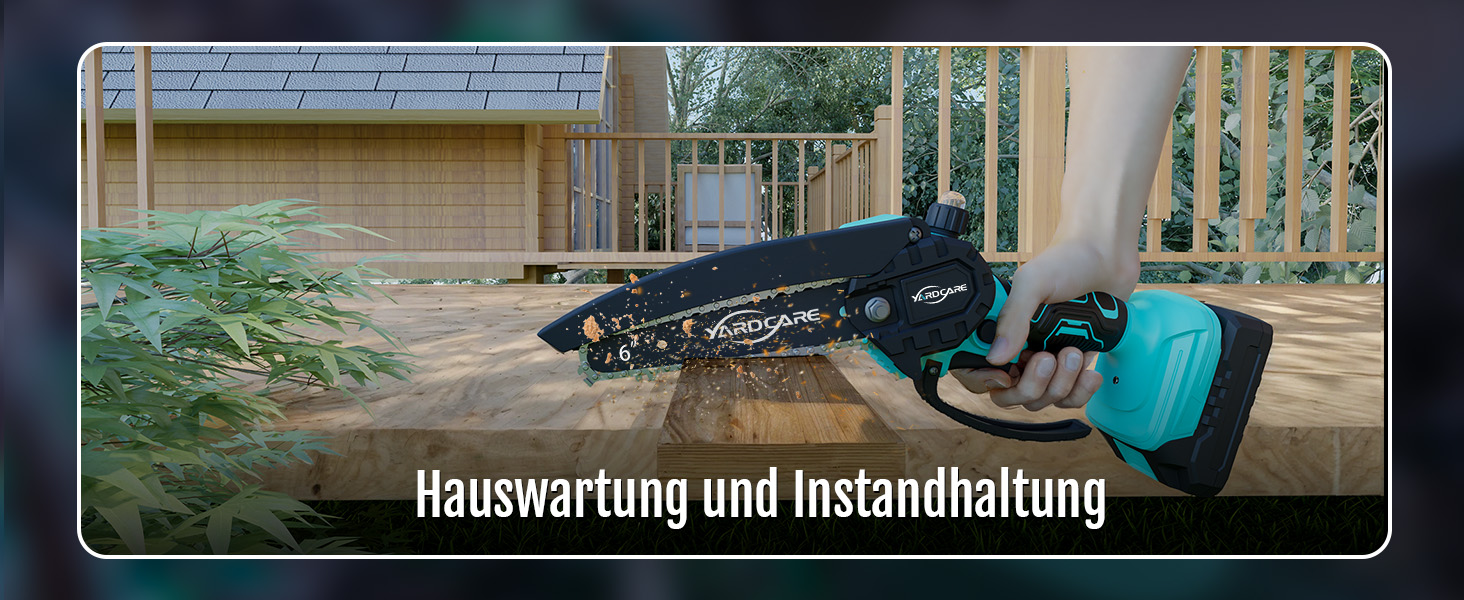 Mini акумуляторна ланцюгова пила Yardcare 6 дюймів з автоматичним змащенням, акумулятор та зарядний пристрій, для обрізки гілок та дерева