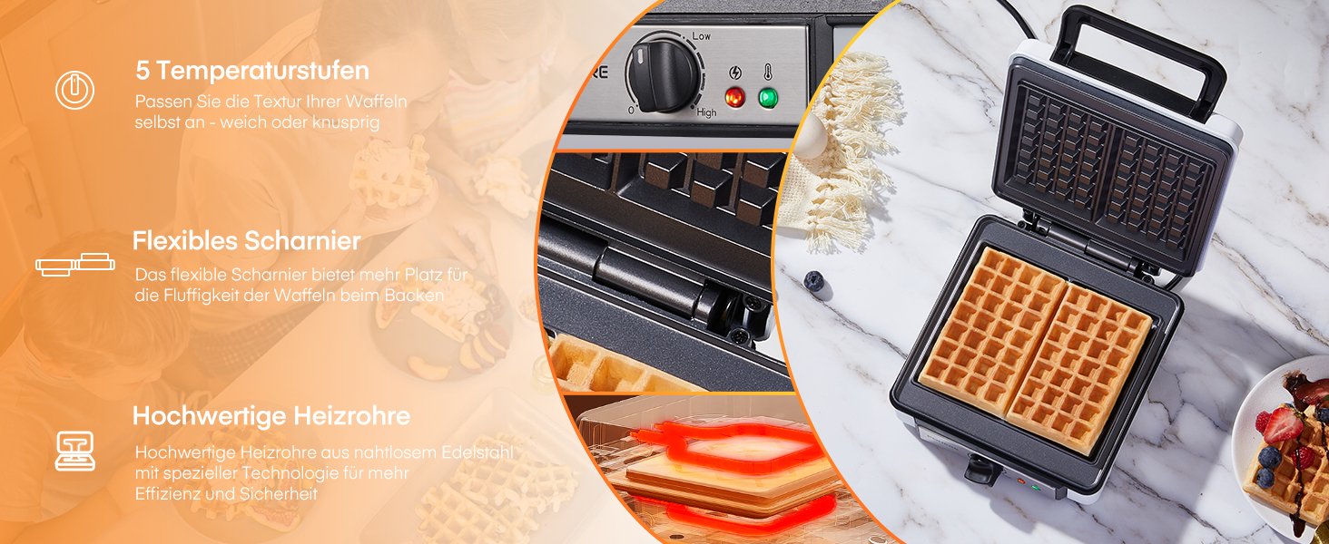 Електричний вафельниця FOHERE 2 шт. | 1200 Вт | Вафельниця, гриль для сендвічів, тостер | Антипригарне покриття