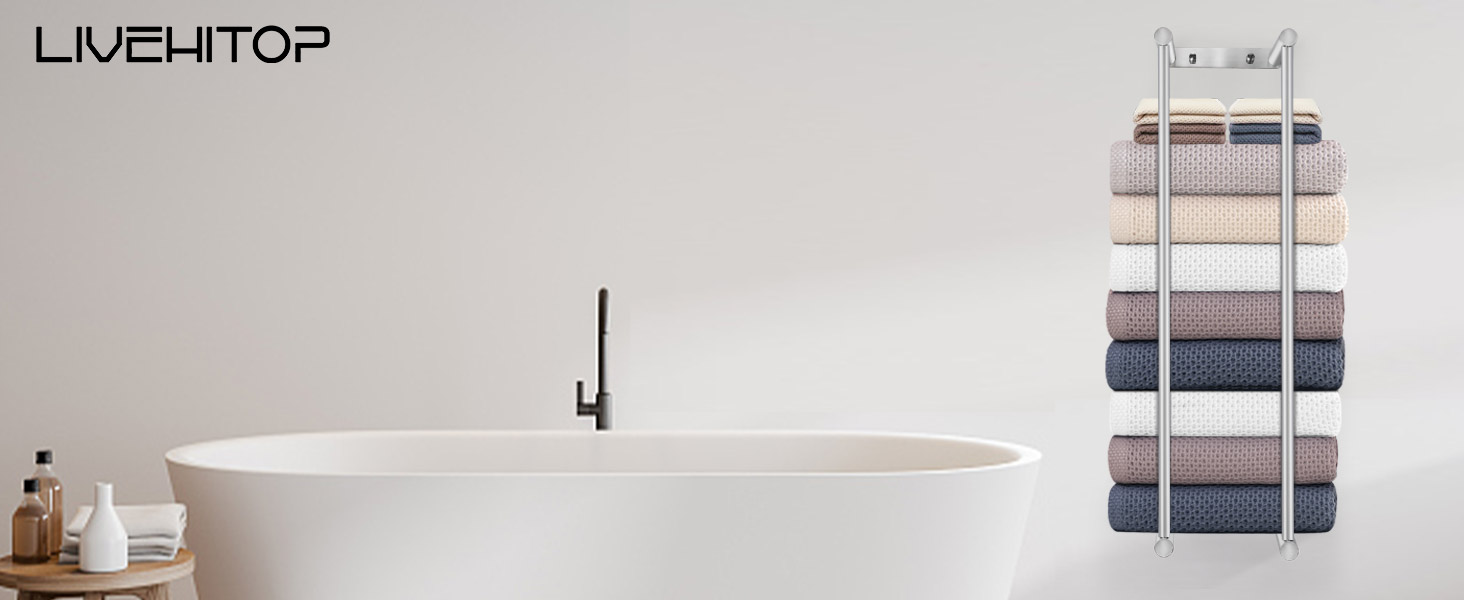 Стійка для рушників LIVEHITOP без свердління, 75 см, нержавіюча сталь, велика місткість, для ванної кімнати