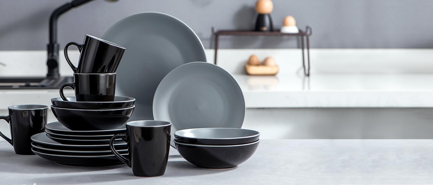 Набір посуду для 4 осіб LENTO Beige, 16 частин, кераміка, вінтажний стиль