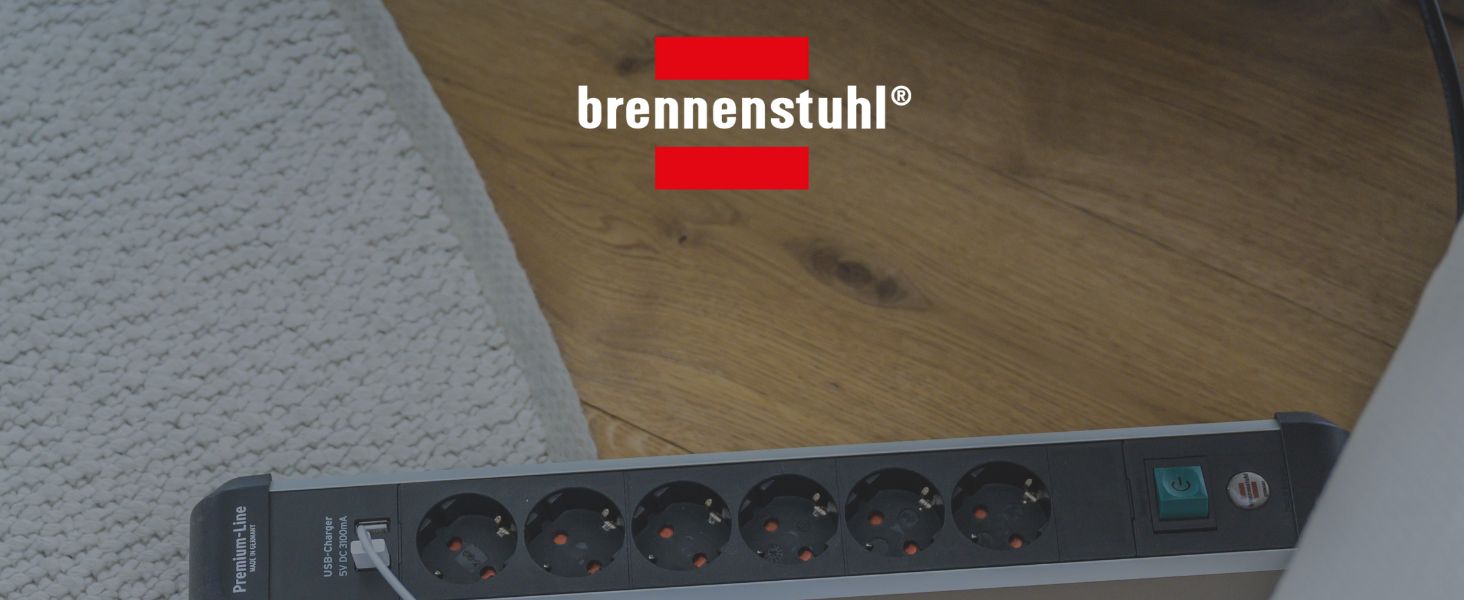 Мережевий фільтр Brennenstuhl Premium-Alu-Line на 6 розеток з USB (3.1A), 3м, алюмінієвий корпус, з вимикачем, Made in Germany