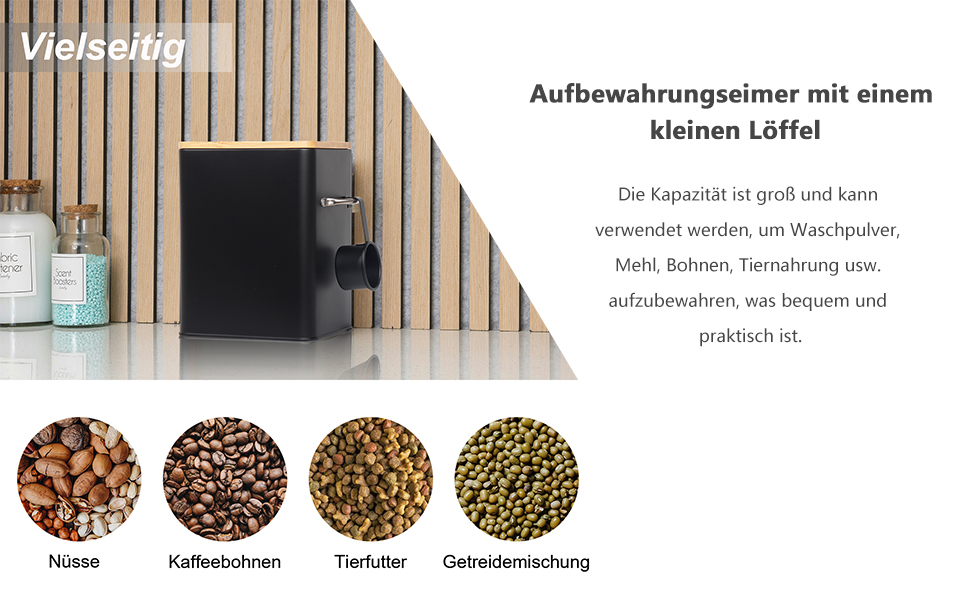 Контейнер для порошку 6.5л з дозатором, коробка для порошку, контейнер для корму, коробка для печива, кави, корму для тварин (Чорний)