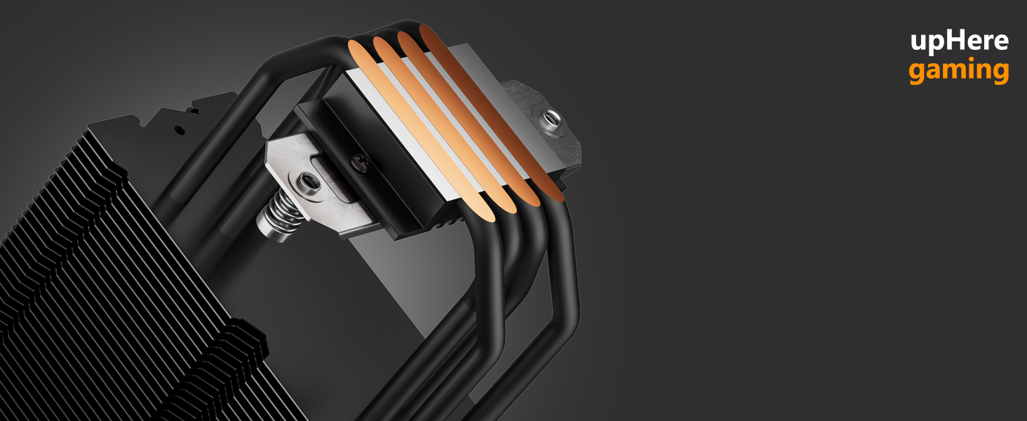 upHere Охолоджувач CPU з 4 Heatpipe, сумісний з Intel 2011/2066 (X79/X99) та AM5/AM4, 120мм вентилятор PWM