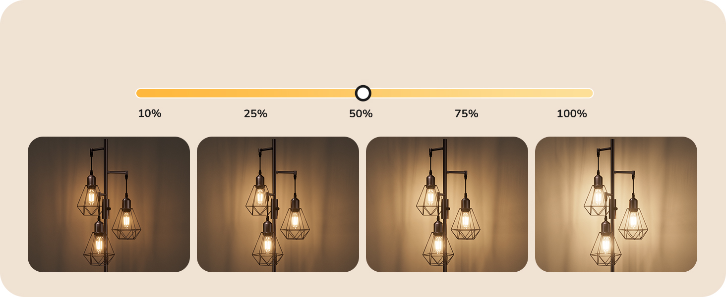 LED торшер Edishine для вітальні, 3 лампи, ретро стиль, диммування, 4W E27, регулювання поворотною ручкою, індустріальний дизайн, металевий абажур-сітка, 2700K, висота 166 см, колір: коричневий
