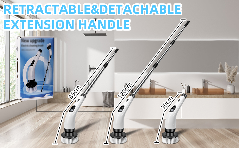 Електрична щітка для чищення Spin Scrubber бездротова з 8 змінними насадками, регульована ручка, для ванної, авто, кухні, плитки, підлоги