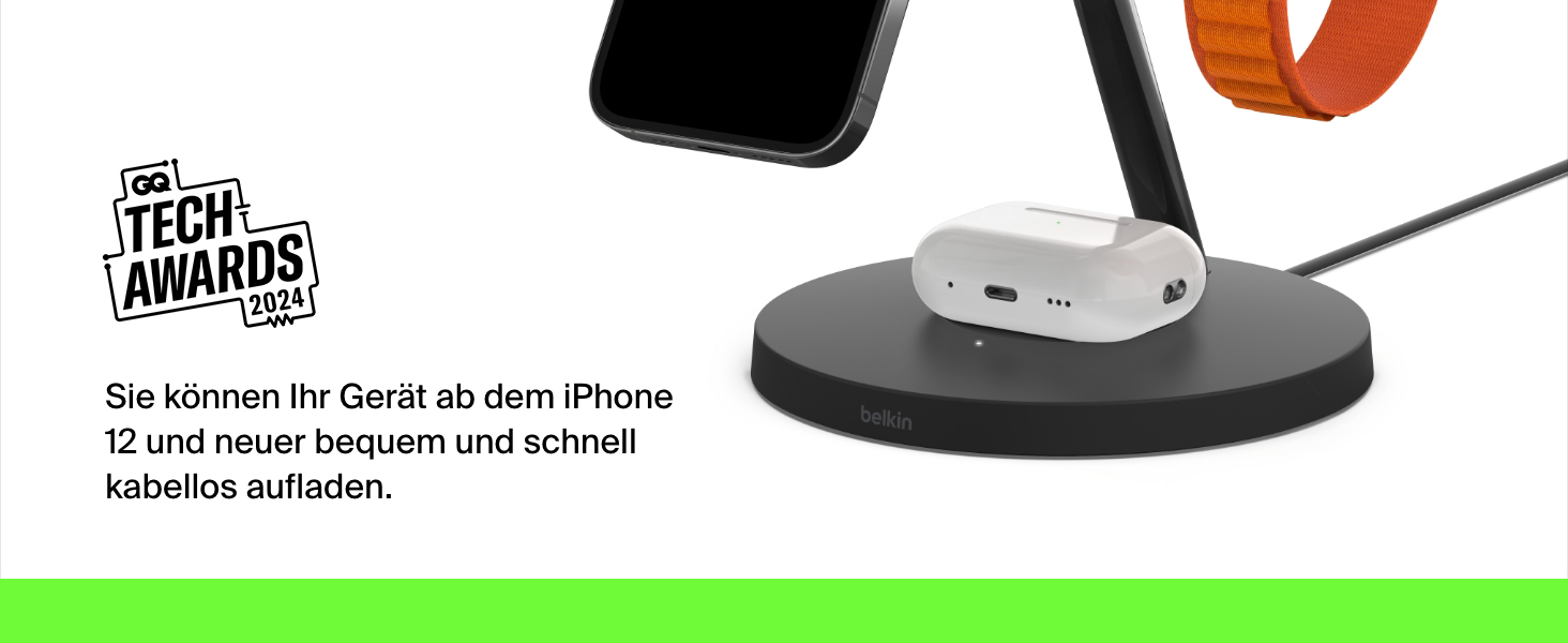 Belkin MagSafe 3-в-1 Бездротова Зарядка: Швидка Зарядка для iPhone, Apple Watch та AirPods (15W) - Чорний