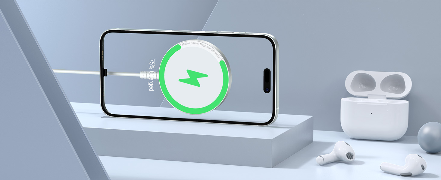 Магнітний бездротовий зарядний пристрій для iPhone 17/16/15/14/13/12 та AirPods 4/3/2 Pro (2 шт., Білий)