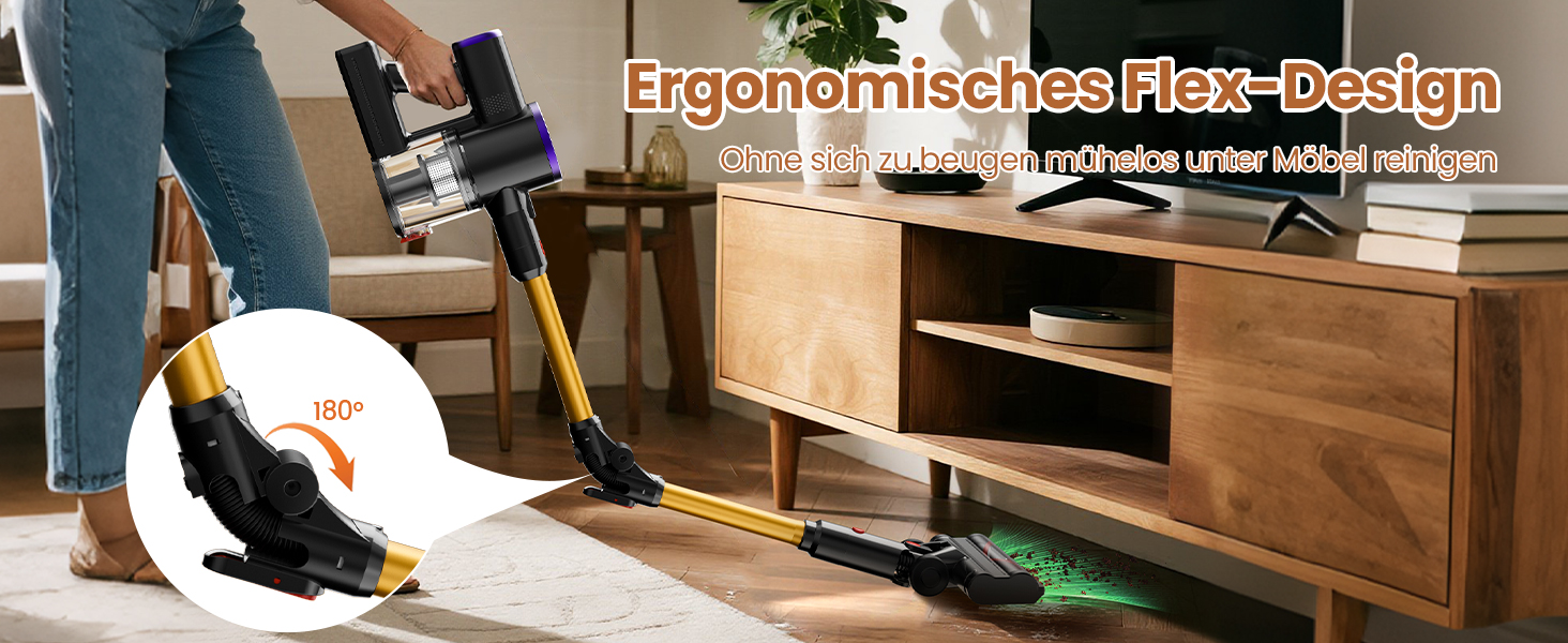 Бездротовий акумуляторний пилосос S9 з гнучким гофрованим всмоктувачем, 45000Pa/500W/45хв, станція зарядки, самостійна підставка, підходить для шерсті тварин, килимів, твердих поверхонь.