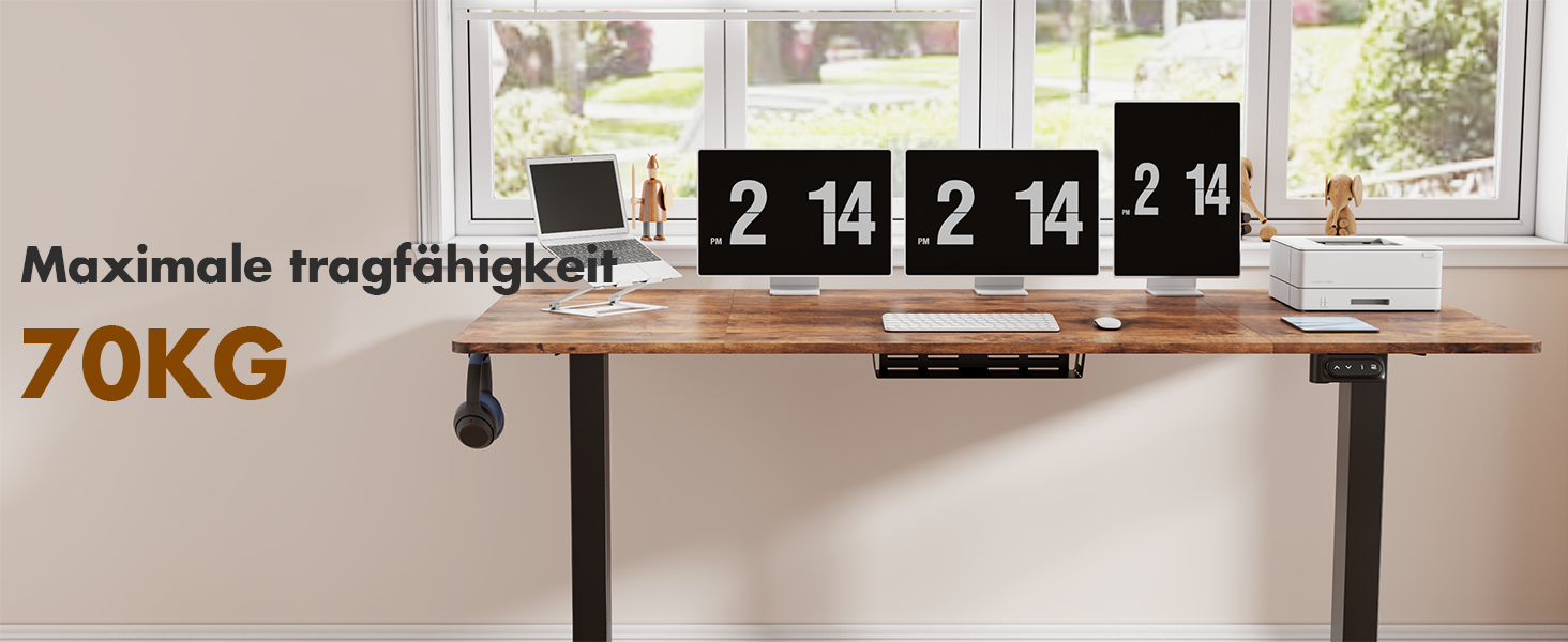 Devoko Electric Height Adjustable Standing Desk - Ergonomic Sit-Stand Computer Desk with Memory Function (White, 120 x 60 cm)