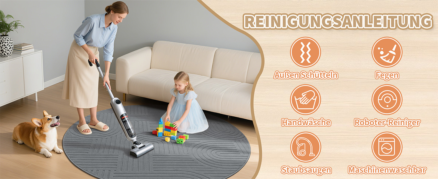 Килим для вітальні 160x230 см, великий пухнастий з коротким ворсом, миючий, сучасний, з 3D ефектом, нековзний, для їдальні, кухні, спальні (200 см круглий, сірий)