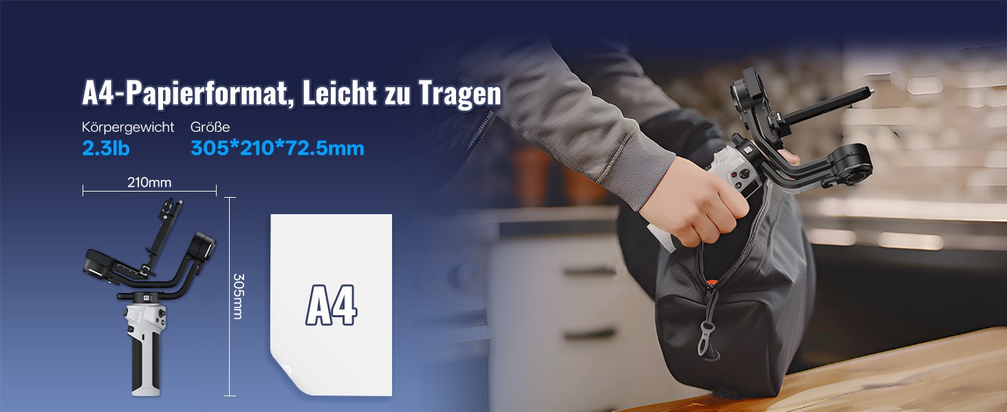 ZHIYUN Weebill 3E Gimbal - Стабілізатор для DSLR та бездзеркальних камер, 3-осьовий, 3кг вантажопідйомність, вертикальна зйомка, Bluetooth, сірий
