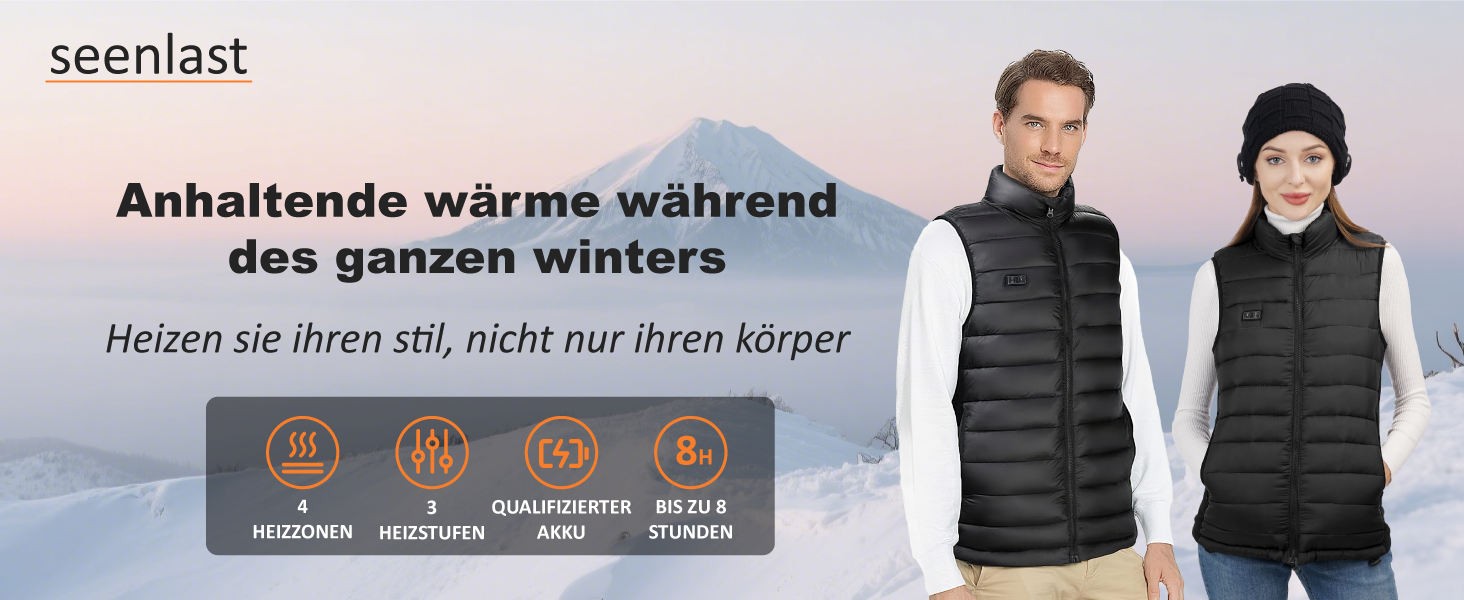 Обогревна жилетка Daen з акумулятором 10000 mAh, 3 рівня температури та 4 зони обігріву, для активного відпочинку та мотоциклів (S, чорний)