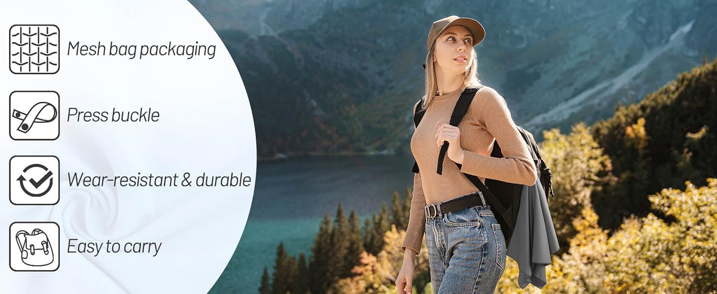 Набір рушників з мікрофібри GZXYA (3 шт.): великий (180x60 см) + 2 маленькі (80x40 см). Швидковисихаючі рушники для спорту та відпочинку. Темно-сірий колір.