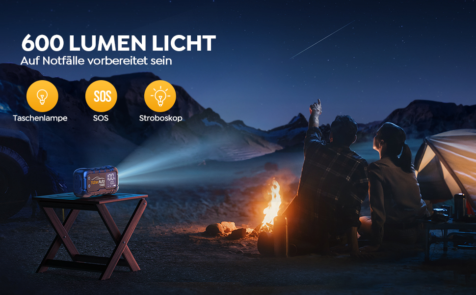 YaberAuto Powerbank для запуску двигуна, 6000A, 65W USB-C PD, 26800mAh, для бензинових та дизельних двигунів (12.0L), з LED-ліхтарем 600 люмен