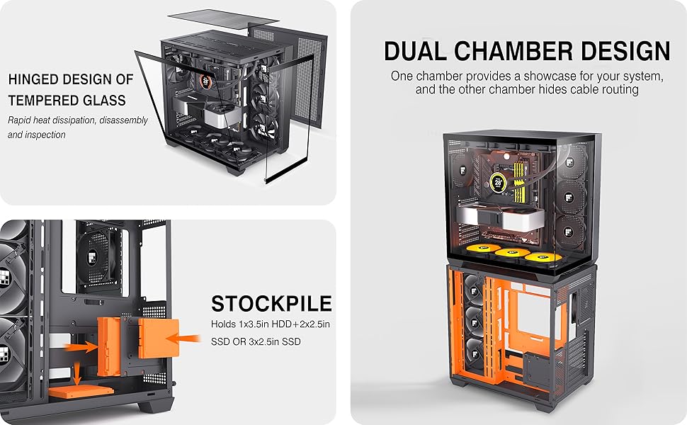 Корпус ПК FOIFKIN F300: Mid-Tower, ATX, 270° Panoramaglas, Type-C, без RGB-вентиляторів (Білий)