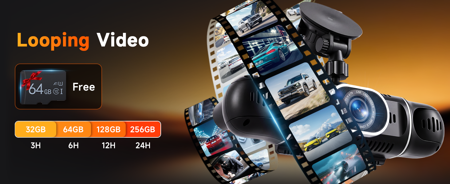 Відеореєстратор VECHTEL 1080P/2K для авто, подвійна камера з WiFi, 3