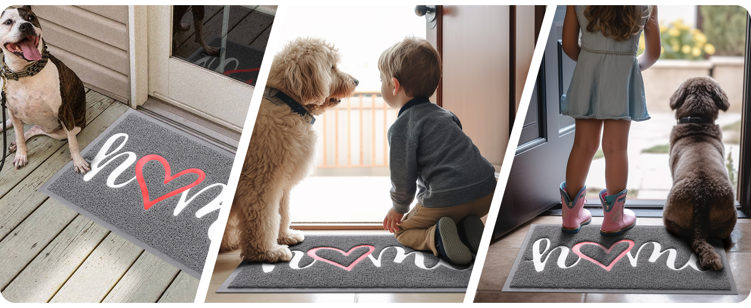 Килимок для входу Homaxy Hello, 60x90 см, сірий - антиковзкий, вологостійкий килимок для дому та саду