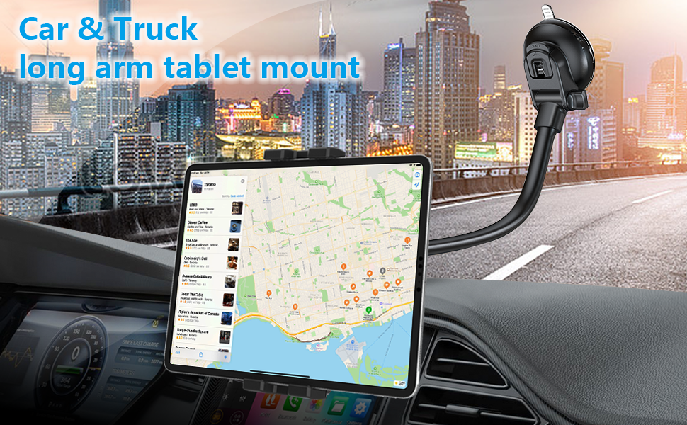 Підставка для планшету Oilcan Schwanenhals для автомобіля: кріплення на панель приладів/лобове скло, гнучкий тримач 34 см, сумісний з iPad, Galaxy, телефонами 4-12.9 дюймів