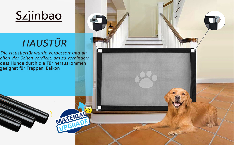Захист для собак: бар'єр для дверей, сітка на сходи, перегородка без свердління, чорний (100x80 см)