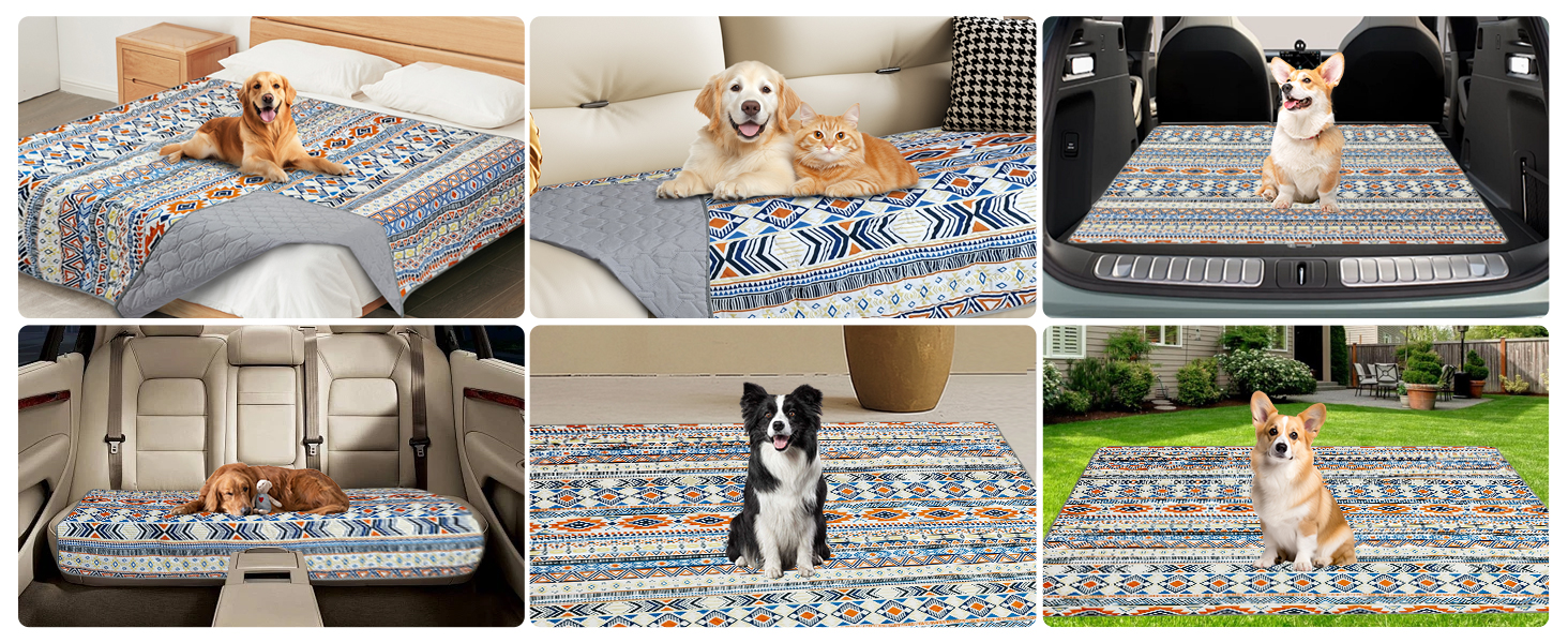 Водонепроникний двосторонній плед для собак, Boho-дизайн, захист дивану, 178 x 76 см