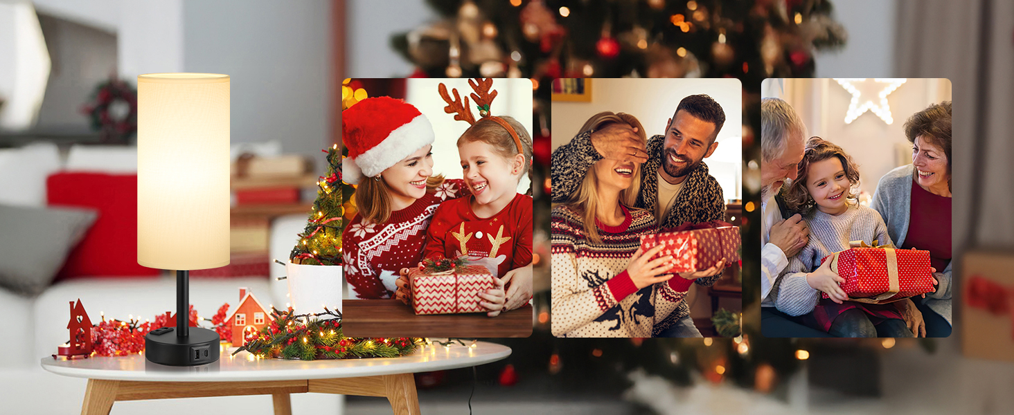 Настільна лампа Kakanuo з торшером, USB-порт, регулювання яскравості, тканинний абажур, для спальні, вітальні, дитячої кімнати, офісу (з лампочкою), білий A