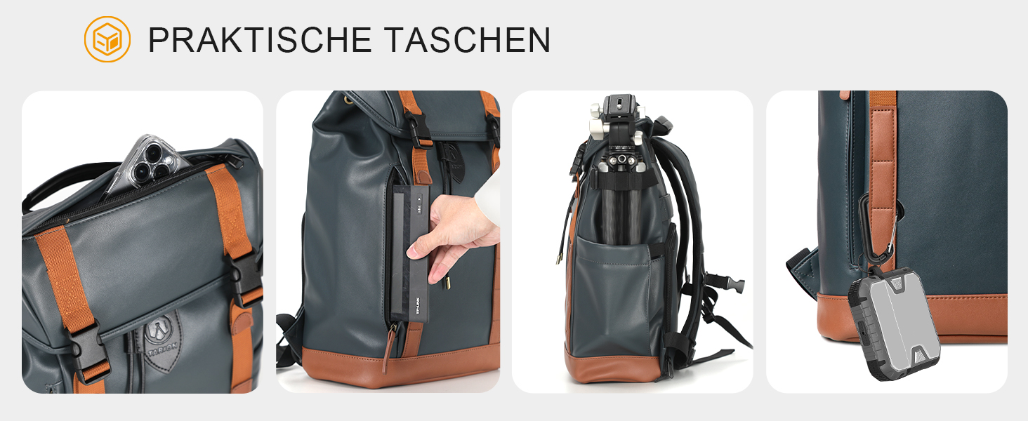 TARION Рюкзак для фотоапарата Kaera: водонепроникний рюкзак для фотокамери, рюкзак з відділенням для ноутбука 14 дюймів, рейнкавер (зелений, синій, M)