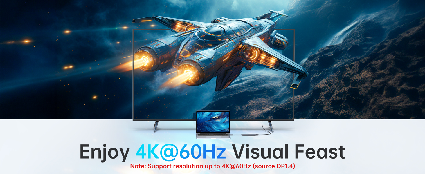 Док-станція для 2 моніторів, USB-C хаб 8 в 1: адаптер DisplayPort, HDMI, VGA, PD 100W, USB 2.0, для ноутбуків Dell, Thinkpad, Huawei