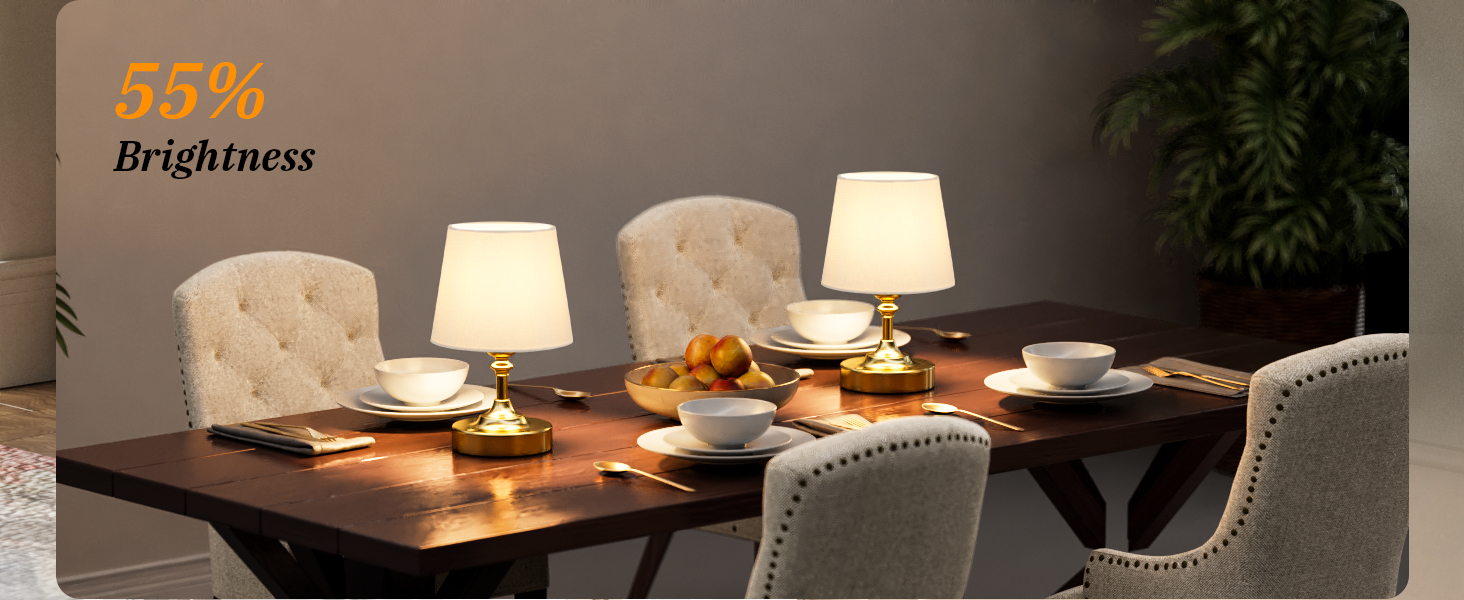 LED настільна лампа бездротова з торшером з льону, сенсорне керування, регулювання яскравості, USB-C, для спальні, вітальні, кухні, 40см, мідь