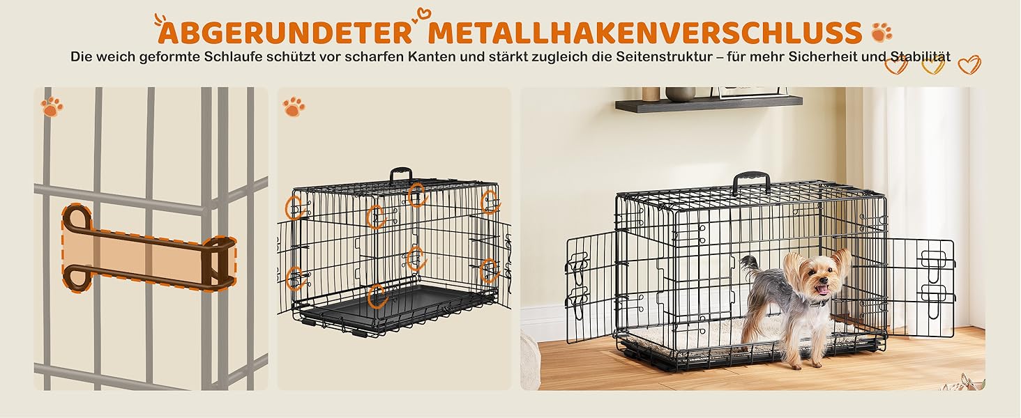 Клітка для собак Yaheetech 90x56x63 см, розкладний вольєр з перегородкою, 2 двері, чорна, для дому та транспортування