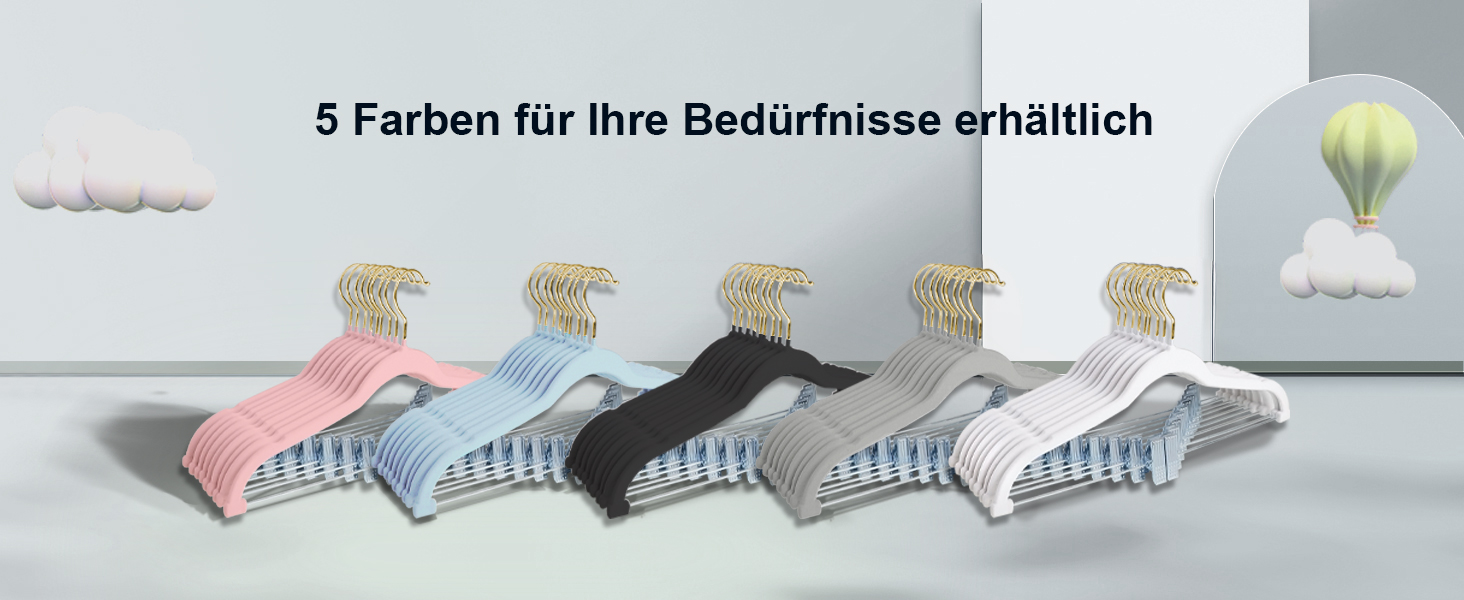 Набір вішалок для одягу Stormix 24 шт. з кліпсами, 42 см, для штанів, спідниць, суконь, курток, пальто (рожево-золоті гачки)
