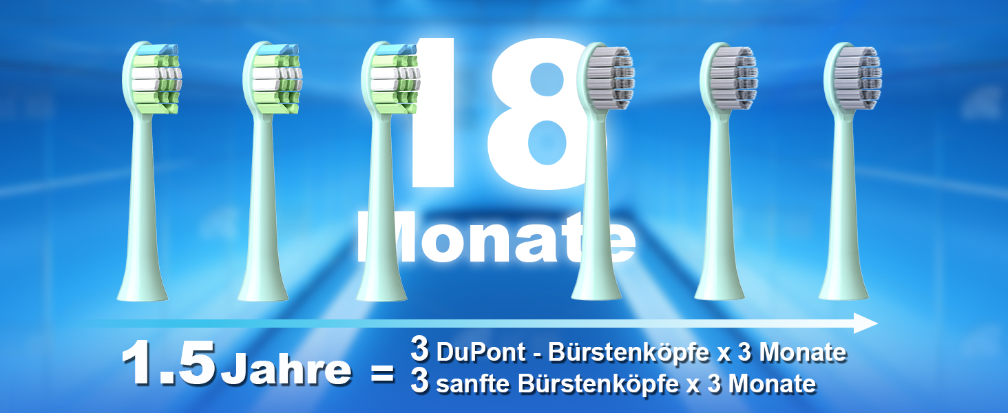 Електрична звукова зубна щітка JTF з 6 насадками 40000 VPM, 5 режимів, IPX7, таймер 2 хв, зелена