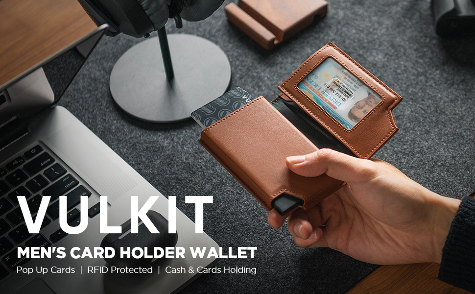 Картхолдер VULKIT RFID захист шкіряний, чоловічий та жіночий, з відділенням для грошей, магнітний замок, темно-синій