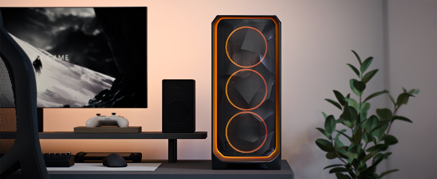 Корпус для ПК Fractal Design Meshify 3 White RGB TG Clear Tint з RGB підсвіткою та сітчастою передньою панеллю, підтримка ATX/mATX, 3 RGB вентилятори Momentum включені