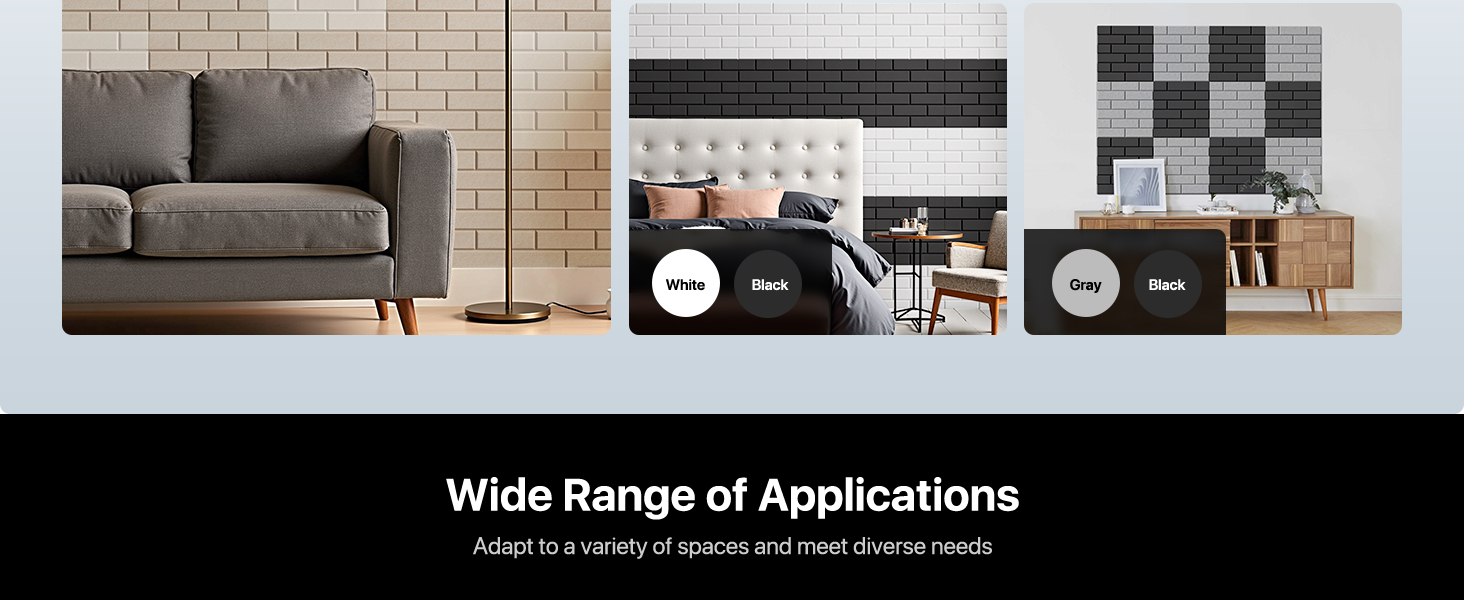 Самоклеючі акустичні панелі для шумоізоляції стін, звукопоглинаючі плити цегляного типу, 30x30x0.9 см, чорні, 12 шт (4 кг)