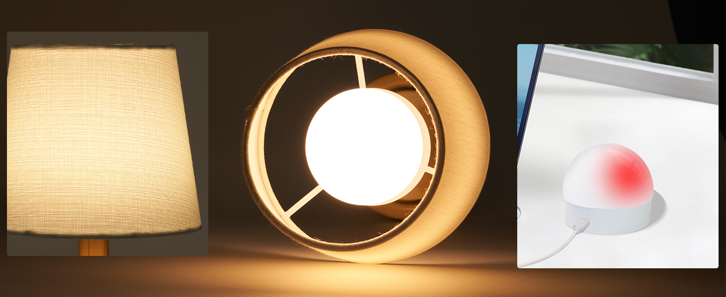 Акумуляторна настільна лампа: портативна, бездротова з регулюванням яскравості, для дому та саду, абажур з льону, античне біле металу, RGB синій абажур