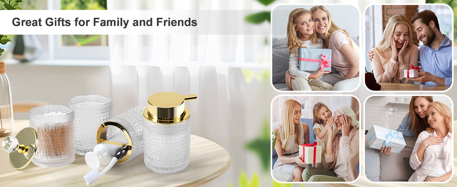 Набір аксесуарів для ванної кімнати Dasiton (4 шт.) з прозорого скла: мильниця, тримач для зубних щіток, стаканчик, контейнер для ватних паличок. Зелений/Прозорий (A)