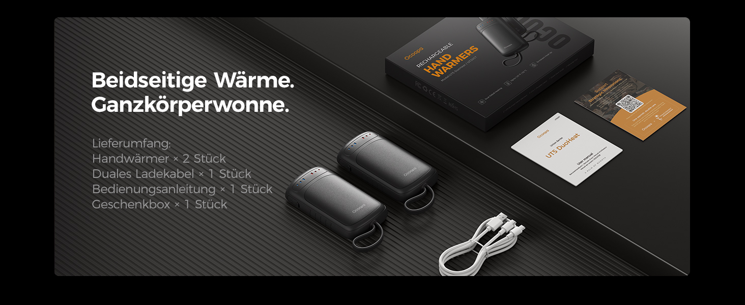 Електричний грієчка OCOOPA DuoHeat: 8 годин роботи, 67г, для кемпінгу, полювання, подарунок чоловікам