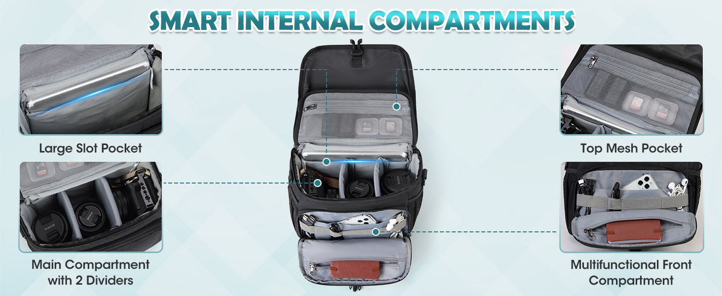 Сумка для камери RAINSMORE для DSLR/SLR з дощем. Сумка для фотографів, об'єктивів та аксесуарів. Чорний колір