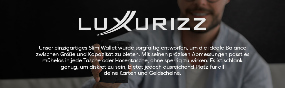 Чоловічий та жіночий шкіряний гаманець Luxurizz Smart Wallet з RFID-захистом - Slim модель з відділом для монет та Slider-системою (10 карт, чорний)