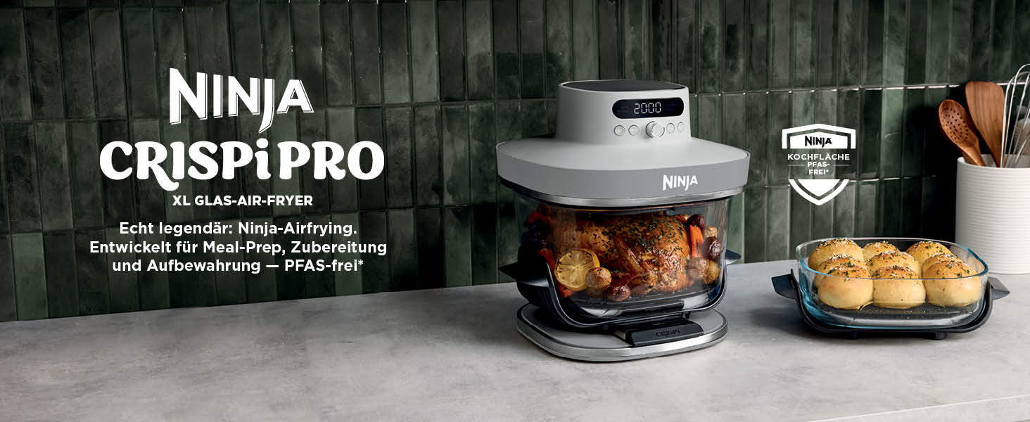 Скляна аерофритюрниця Ninja CRISPi PRO XL з 5 функціями, біла