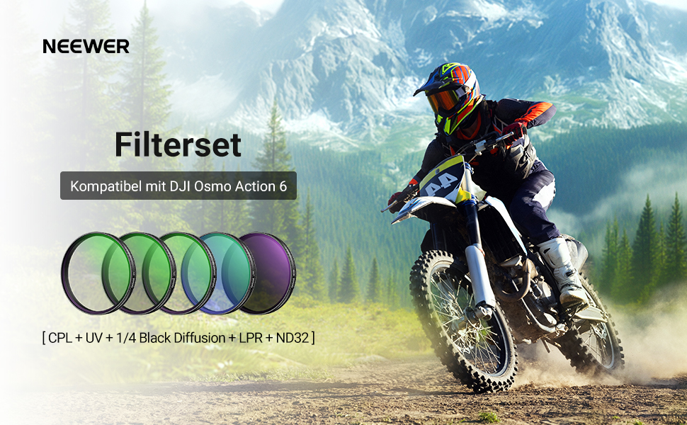 Набір фільтрів NEEWER CPL + ND для DJI Osmo: поляризаційний, нейтральний, UV, LPR, 1/4. Сумісний з Action Cam. 5 шт.