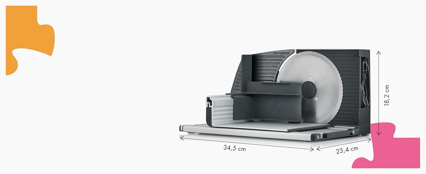 Електричний слайсер GRAEF MYtiny MT1006 | Слайсер для ковбаси, овочів та хліба | Складаний слайсер | Колір: Сріблястий