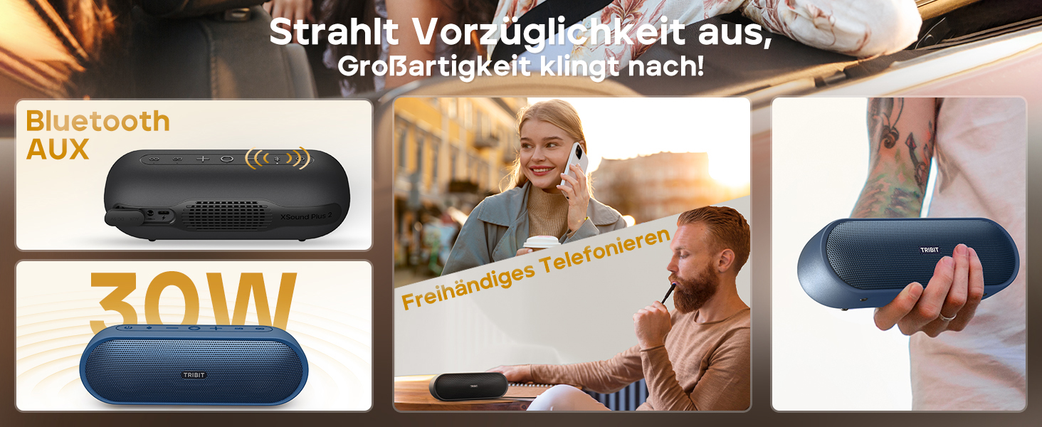 Tribit XSound Plus 2: Портативна Bluetooth колонка 30W з XBass, IPX7, 24 год, чорна
