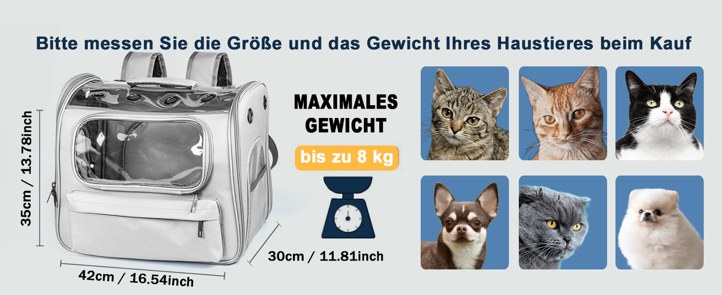 Розширюваний рюкзак для котів та маленьких собак, сірий. Рюкзак-переноска для котів та собак до 8 кг з вікном, дихаючий, складаний