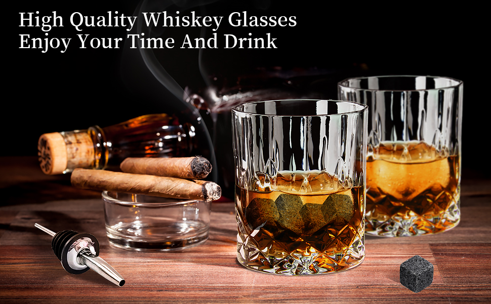 Набір склянок для віскі (6 шт.), 300 мл, кришталь, для віскі, бурбону, бренді, рому, коктейлів, дім, бар, вечірка