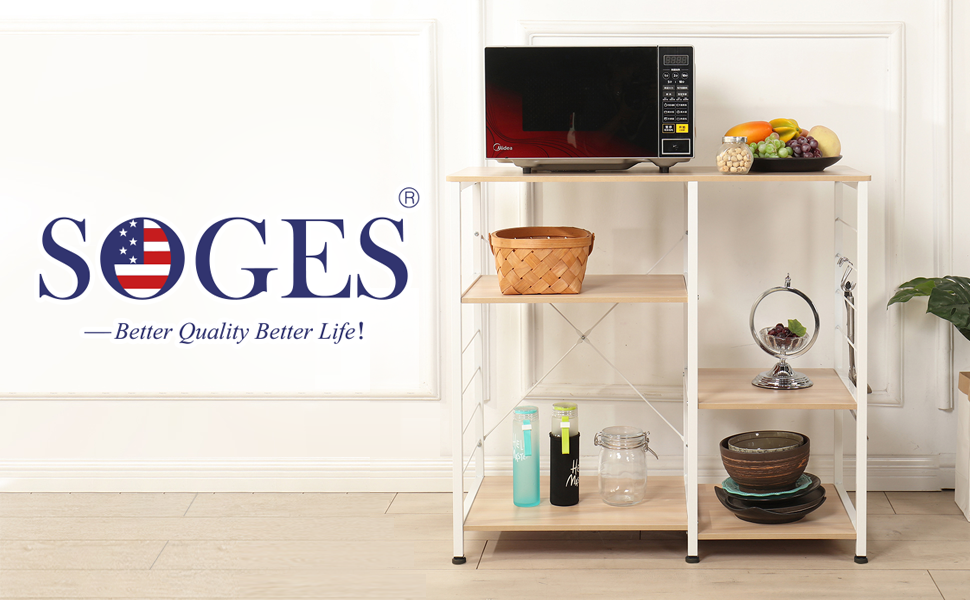 Стелаж для кухні та мікрохвильової печі Soges Bäckerregal, білий, 3 полиці