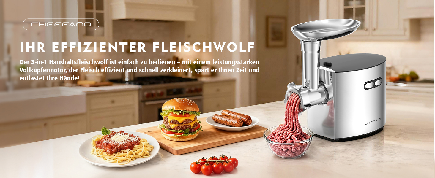 М'ясорубка електрична 2800 Вт нержавіюча сталь з насадками для ковбас та кубебе (Mg091)