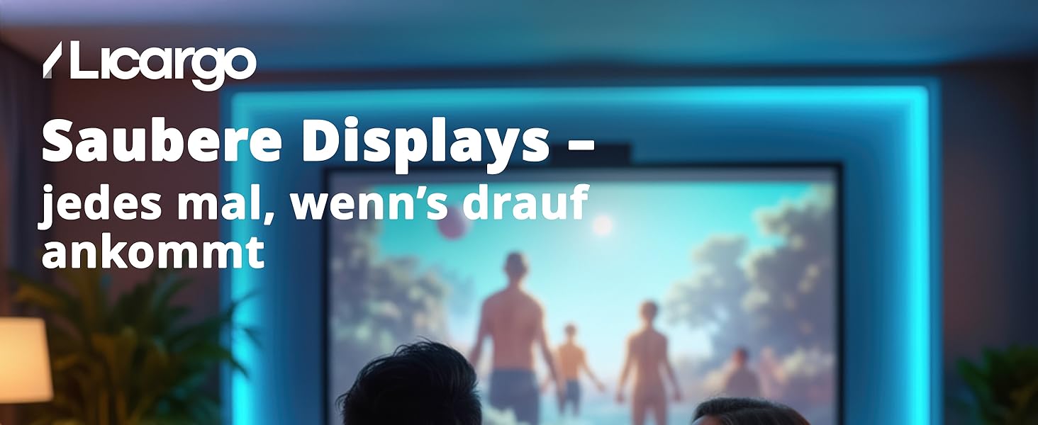 Набір для чищення екранів LICARGO 300 мл: без розводів, з мікрофіброю - для TV, моніторів, ноутбуків, планшетів та телефонів